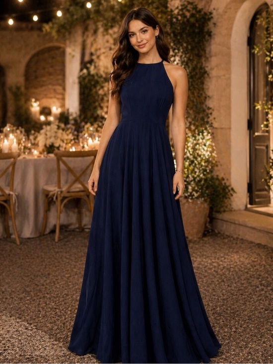 Lulus Dresses & Skirts - ✨ Lulus Navy Blue Halter Maxi Dress – Flowy & Elegant | Size Small ✨